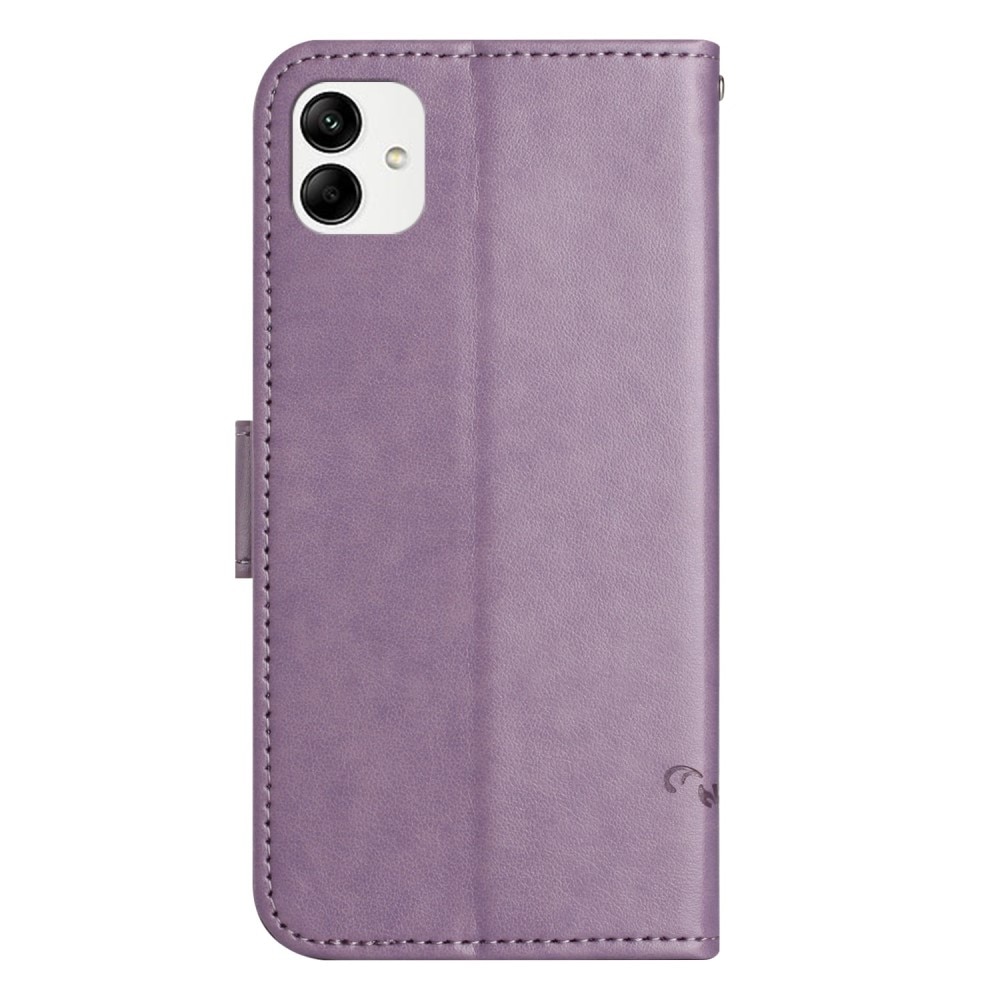 Étui en cuir à papillons pour Samsung Galaxy A04, violet