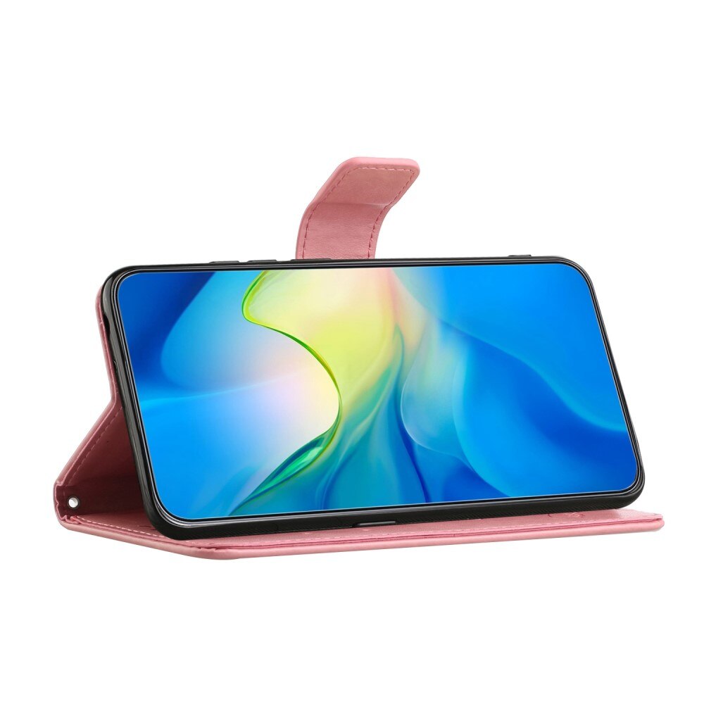 Étui en cuir à papillons pour Samsung Galaxy A04, rose