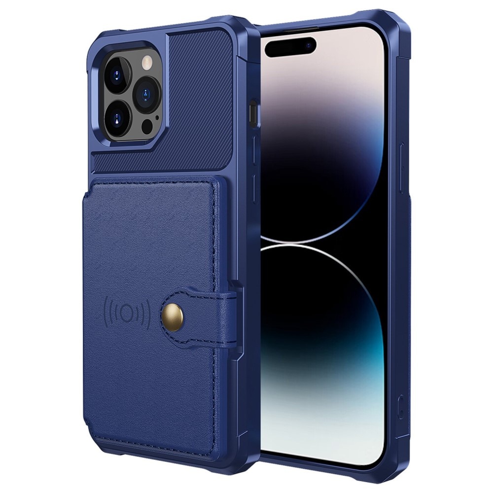 Coque porte-cartes Tough Multi-slot iPhone 14 Pro Bleu