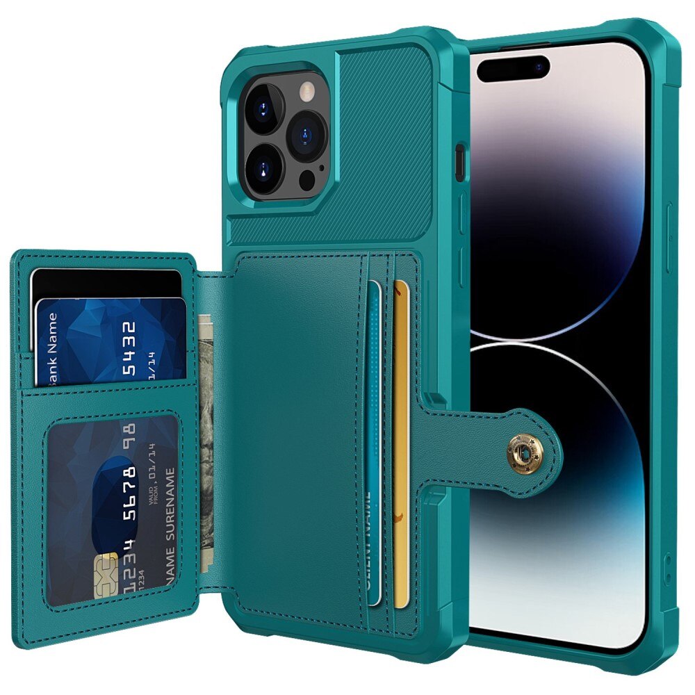 Coque porte-cartes Tough Multi-slot iPhone 14 Pro, Vert