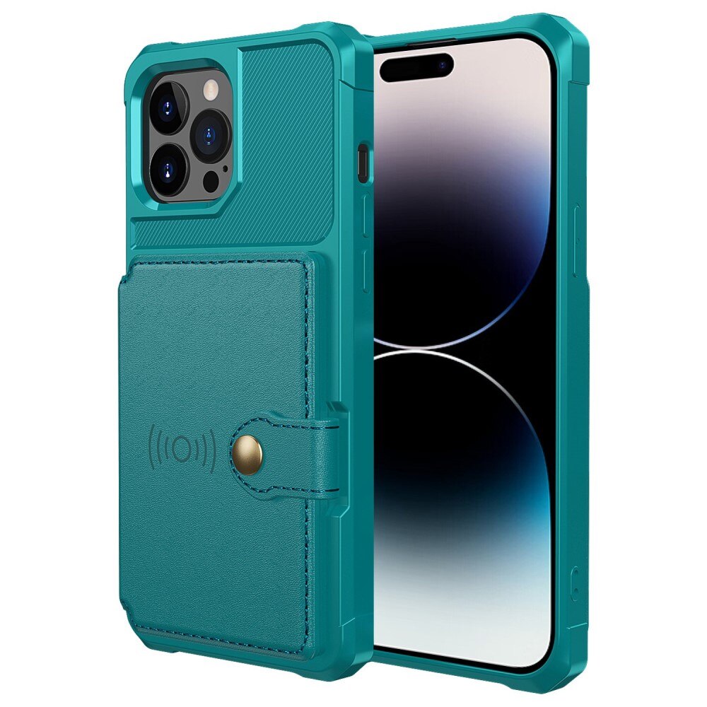 Coque porte-cartes Tough Multi-slot iPhone 14 Pro, Vert