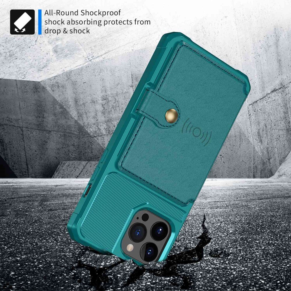 Coque porte-cartes Tough Multi-slot iPhone 14 Pro, Vert