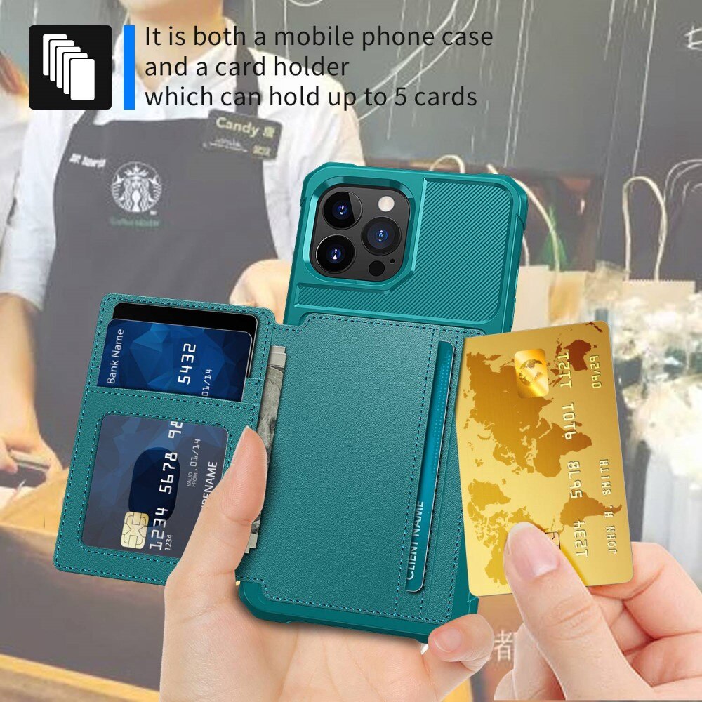 Coque porte-cartes Tough Multi-slot iPhone 14 Pro, Vert