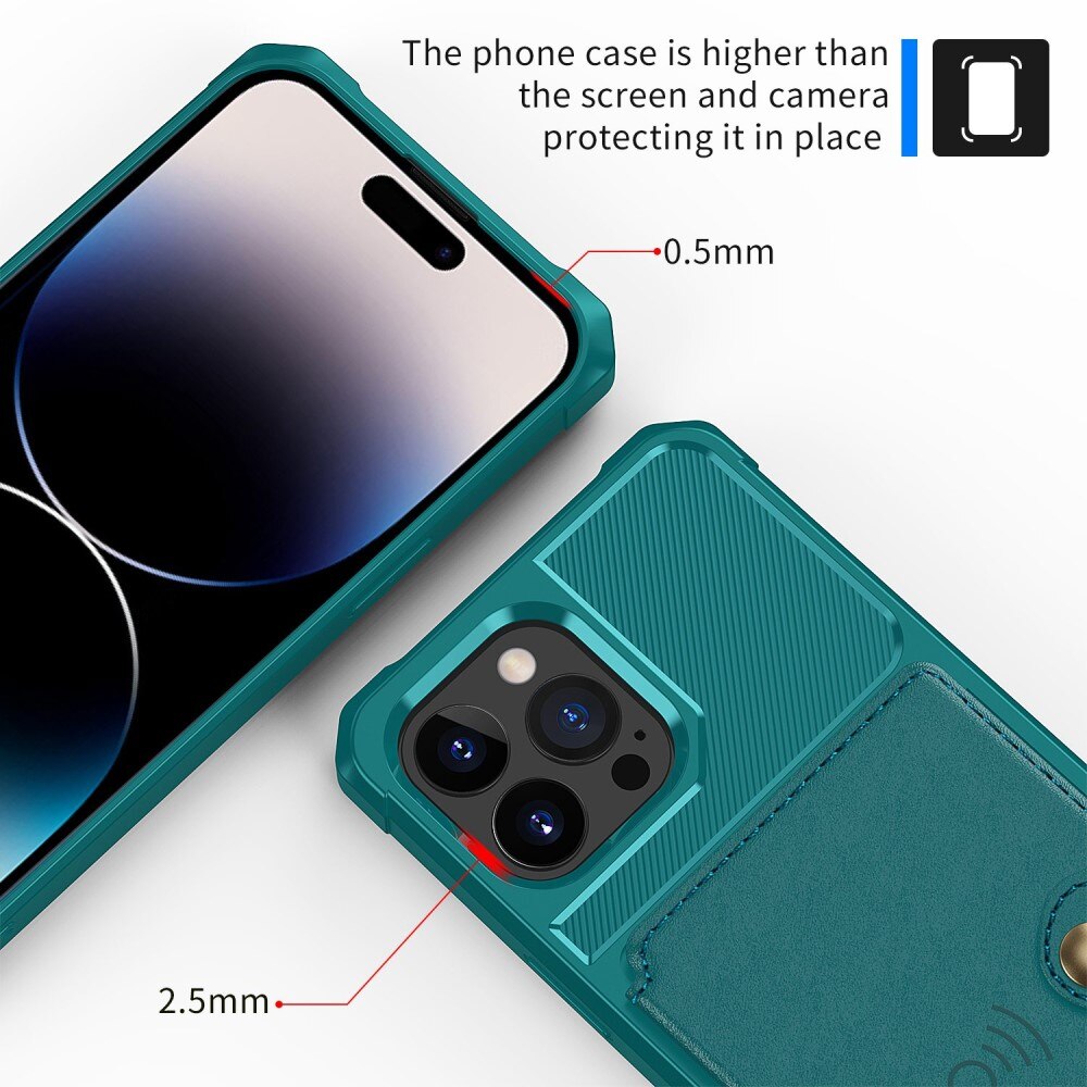 Coque porte-cartes Tough Multi-slot iPhone 14 Pro, Vert