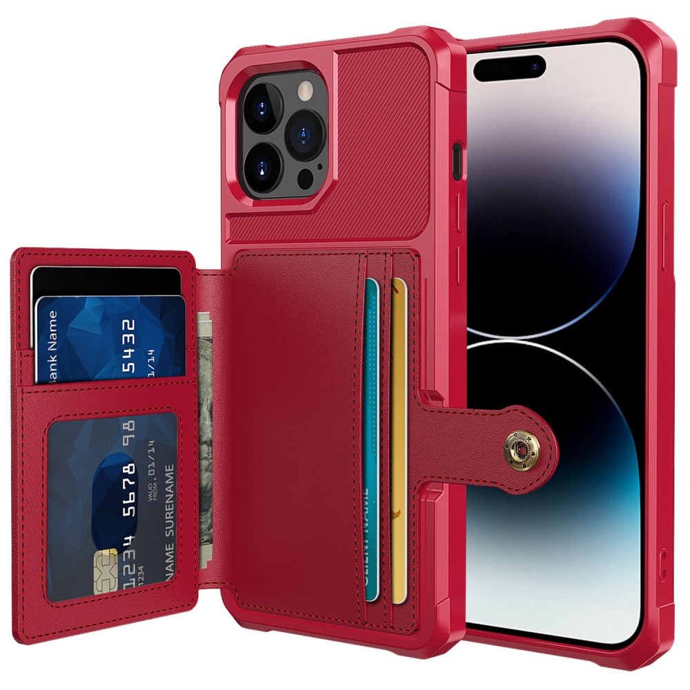 Coque porte-cartes Tough Multi-slot iPhone 14 Pro Rouge