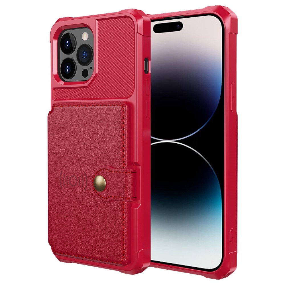 Coque porte-cartes Tough Multi-slot iPhone 14 Pro Rouge