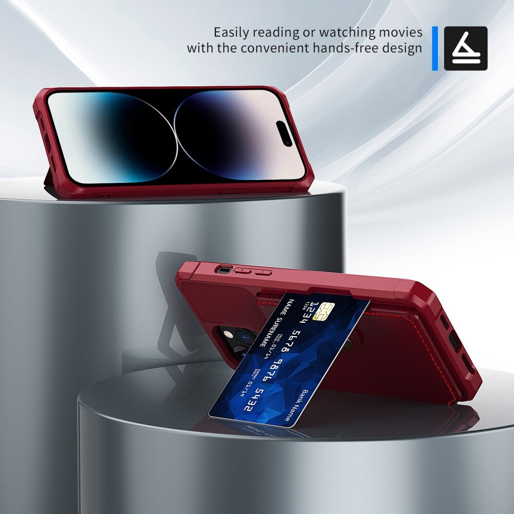 Coque porte-cartes Tough Multi-slot iPhone 14 Pro, Rouge