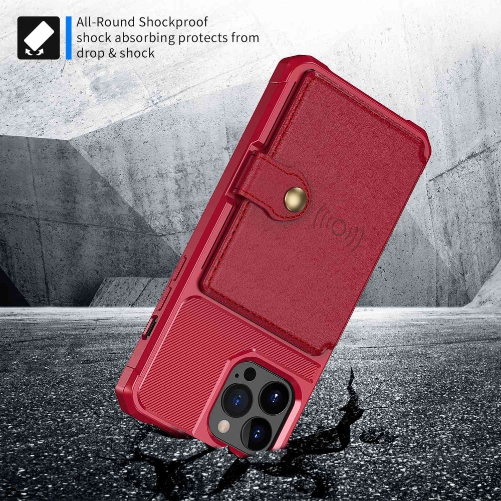 Coque porte-cartes Tough Multi-slot iPhone 14 Pro Rouge