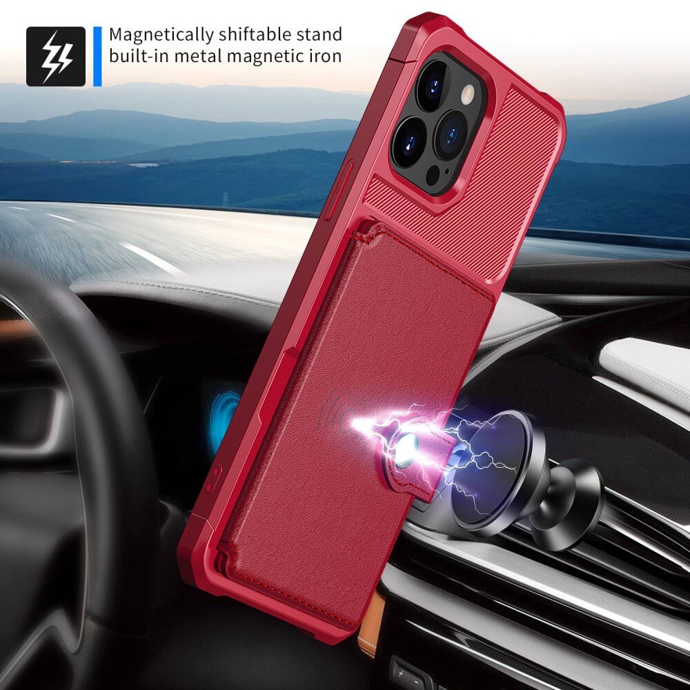 Coque porte-cartes Tough Multi-slot iPhone 14 Pro, Rouge