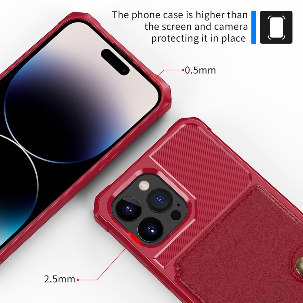 Coque porte-cartes Tough Multi-slot iPhone 14 Pro, Rouge