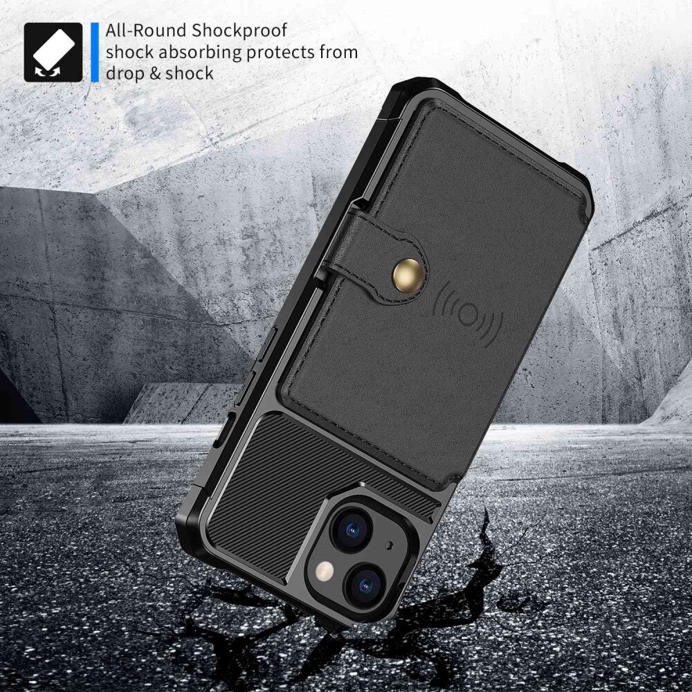 Coque porte-cartes Tough Multi-slot iPhone 14, Noir