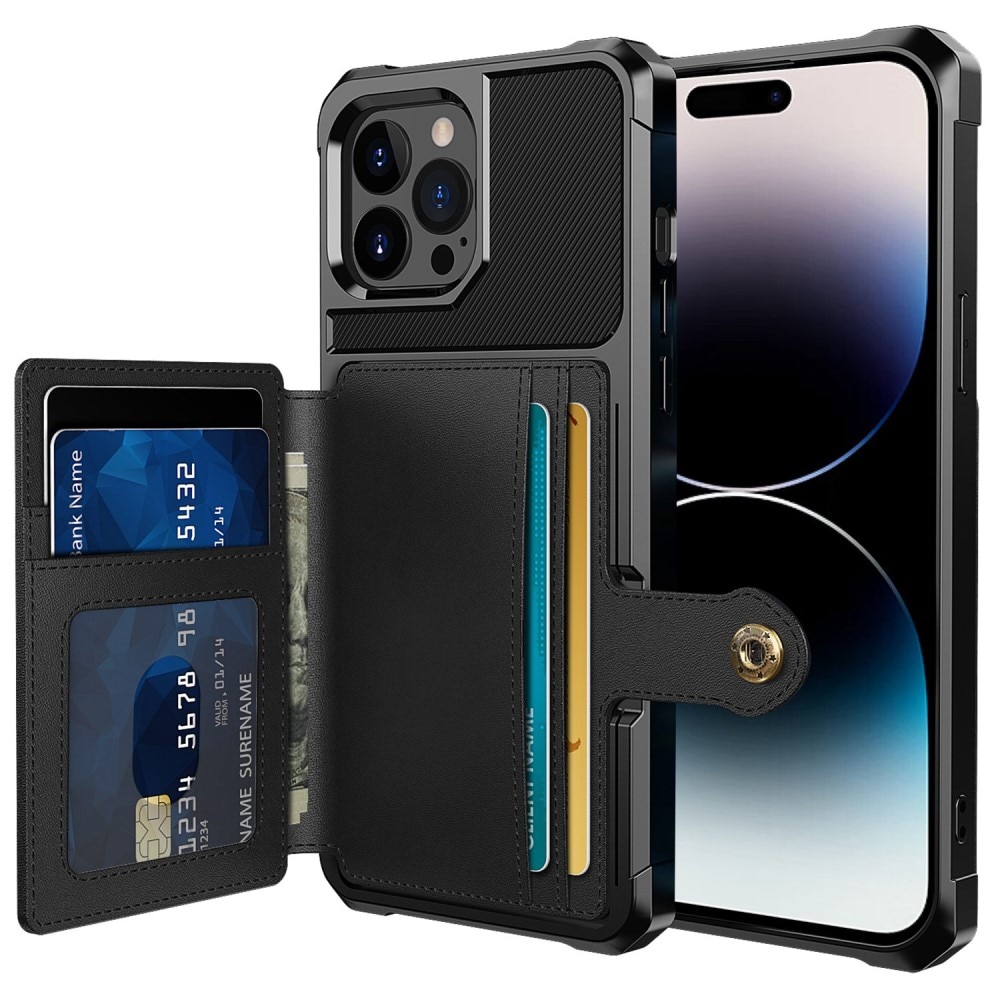 Coque porte-cartes Tough Multi-slot iPhone 14 Pro Max, Noir