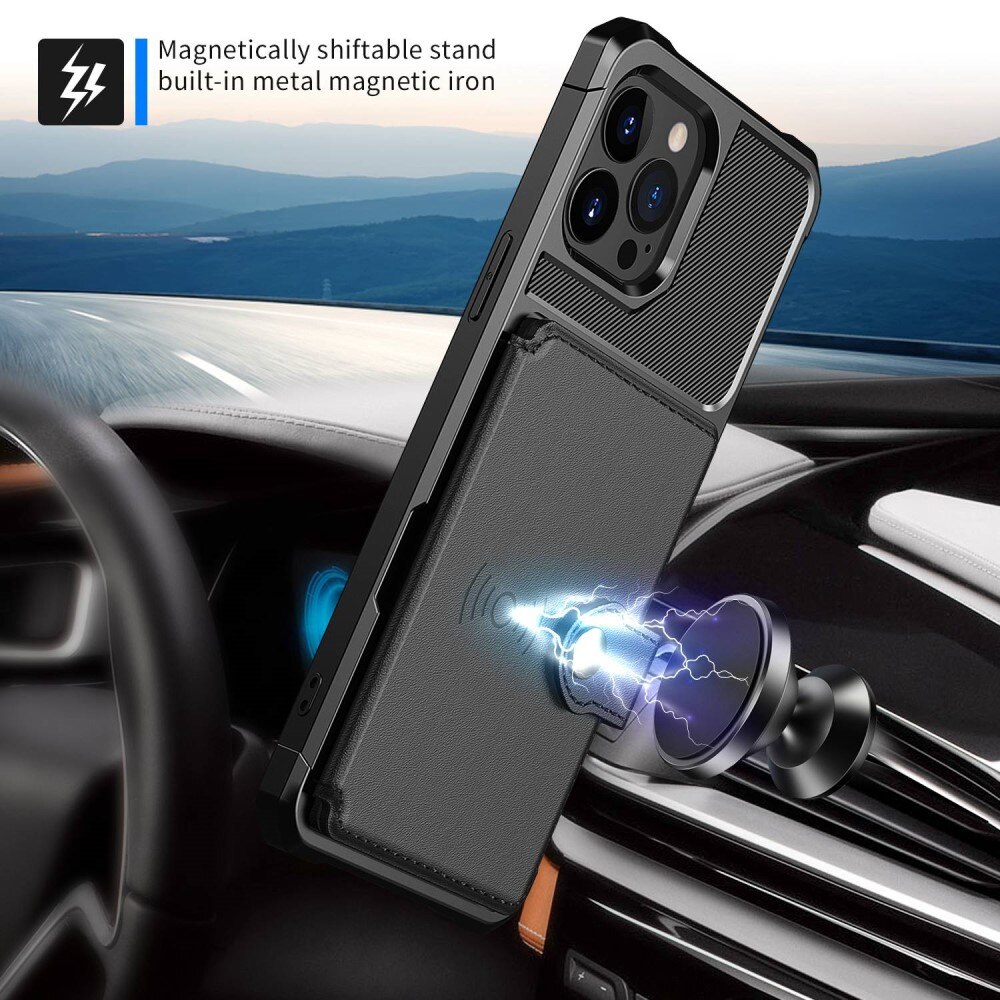 Coque porte-cartes Tough Multi-slot iPhone 14 Pro, Noir