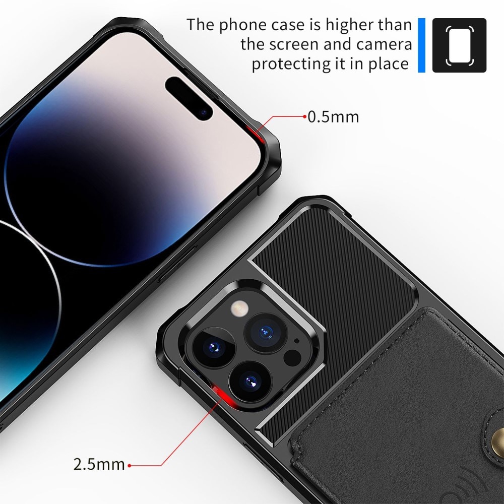 Coque porte-cartes Tough Multi-slot iPhone 14 Pro, Noir