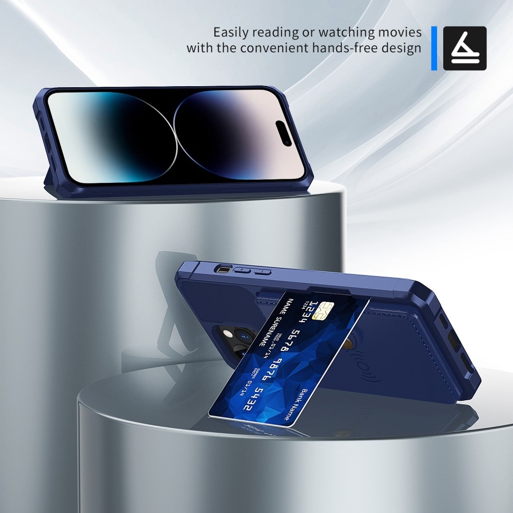 Coque porte-cartes Tough Multi-slot iPhone 14 Pro Max Bleu