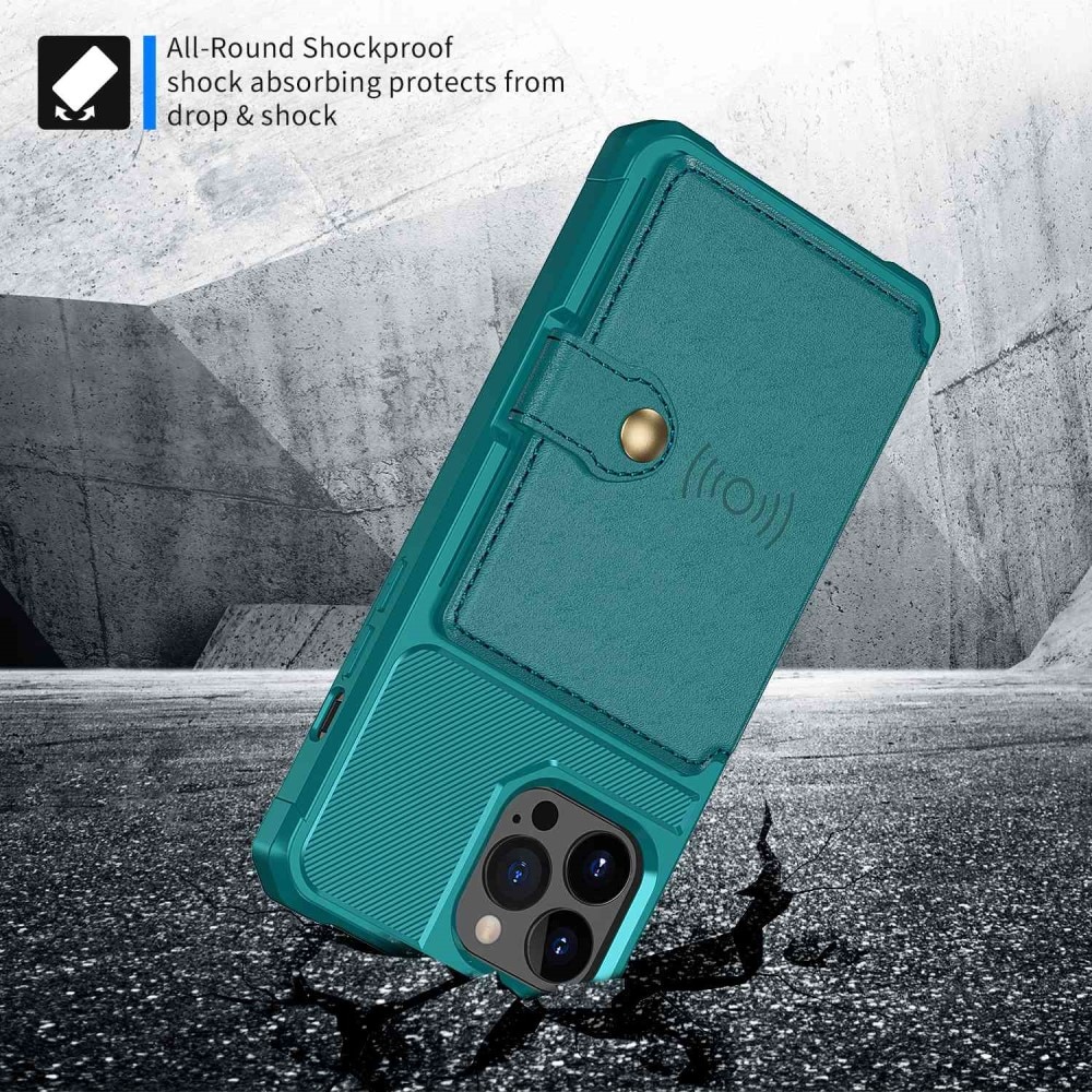 Coque porte-cartes Tough Multi-slot iPhone 14 Pro Max Vert