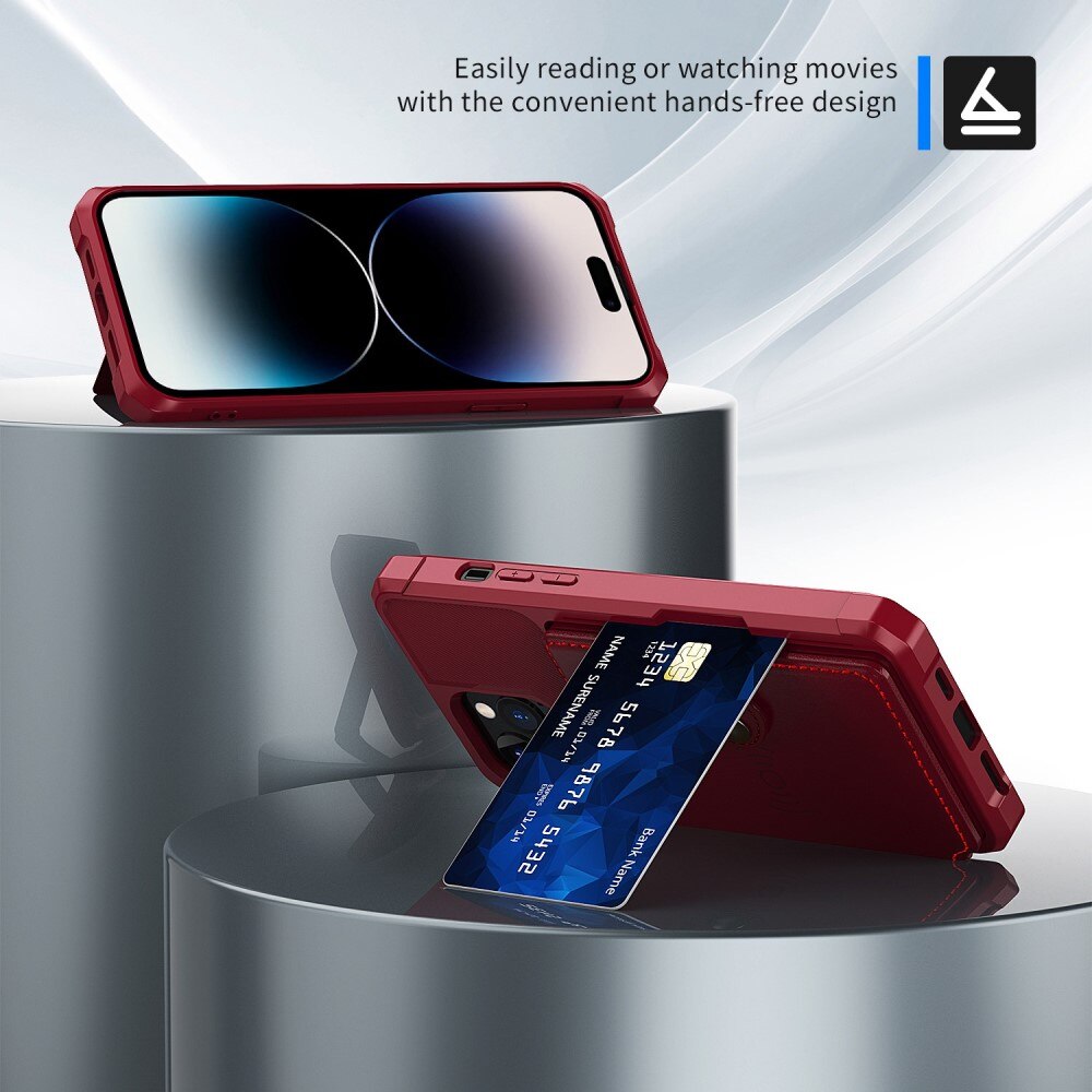 Coque porte-cartes Tough Multi-slot iPhone 14 Pro Max Rouge