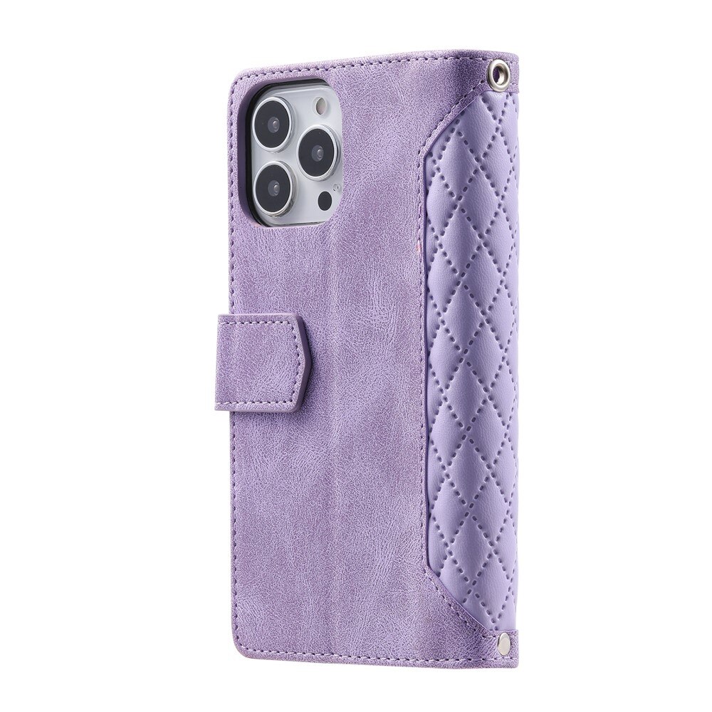 Étui portefeuille matelassée pour iPhone 16 Pro, Violet