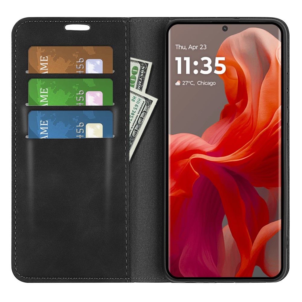 Coque portefeuille mince Motorola Moto G85, Noir