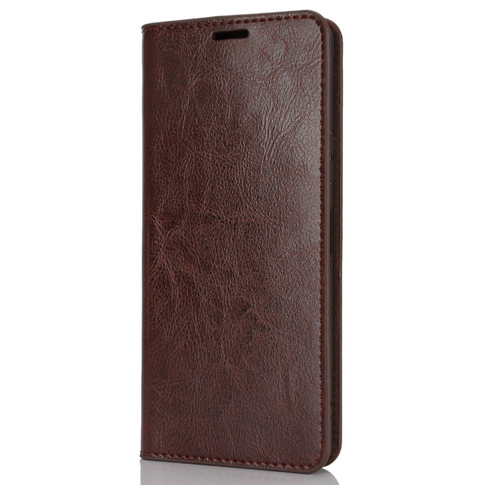 Coque portefeuille en cuir Veritable Sony Xperia 10 VI, Marron foncé