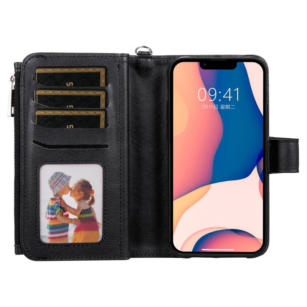 Zipper Magnet Wallet iPhone 14 Plus Noir