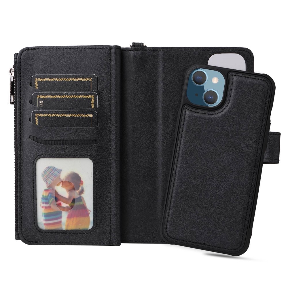 Zipper Magnet Wallet iPhone 14 Plus Noir