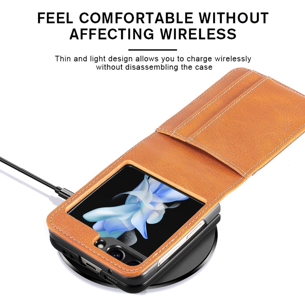 Coque portefeuille Samsung Galaxy Z Flip 6, cognac