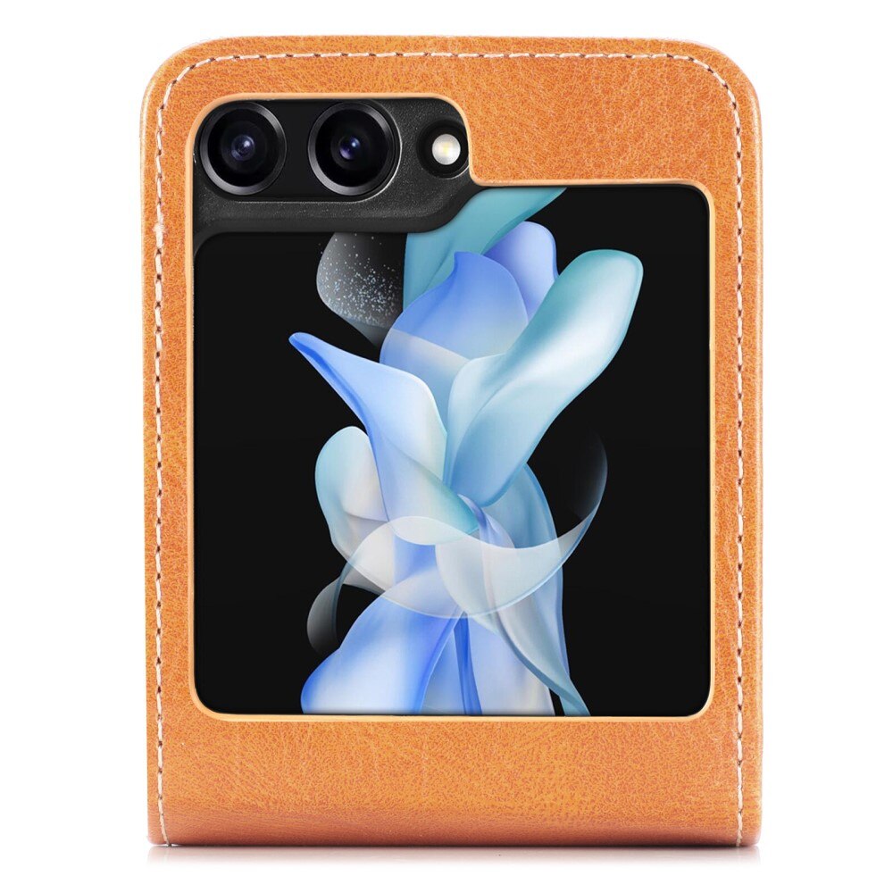 Coque portefeuille Samsung Galaxy Z Flip 6, cognac
