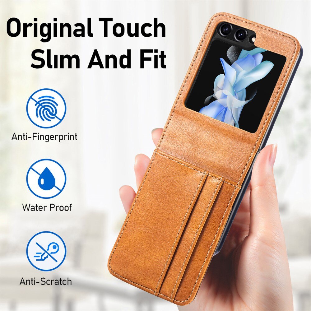 Coque portefeuille Samsung Galaxy Z Flip 6, cognac