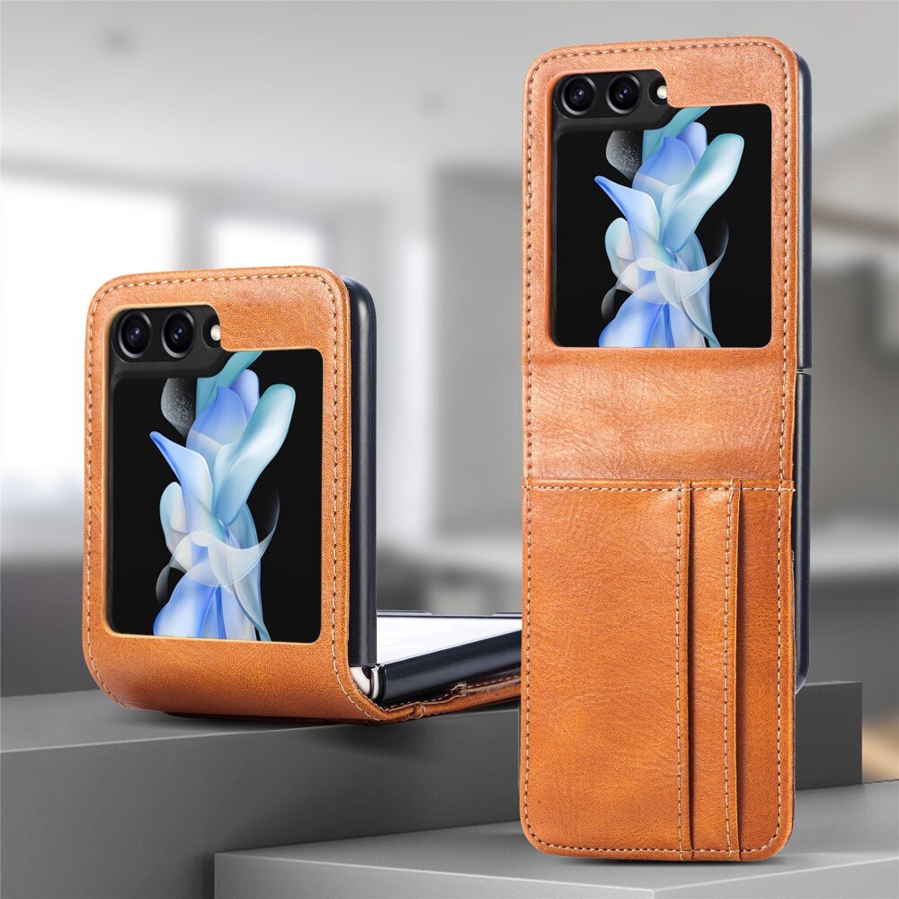 Coque portefeuille Samsung Galaxy Z Flip 6, cognac
