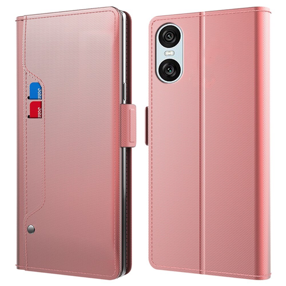 Étui portefeuille Miroir Sony Xperia 10 VI, rose doré