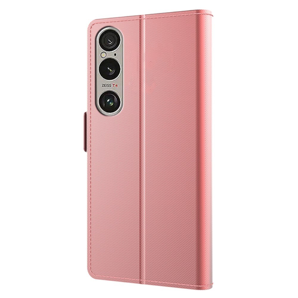Étui portefeuille Miroir Sony Xperia 1 VI, rose doré