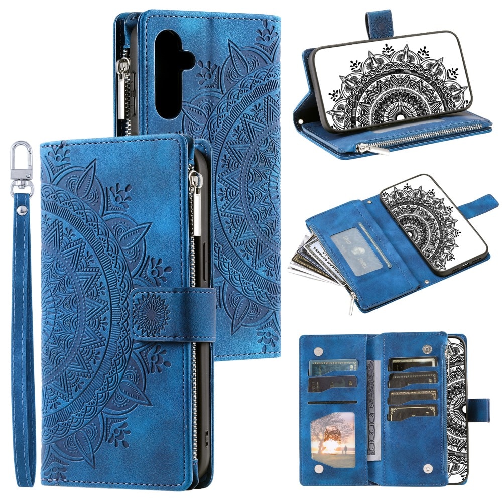 Étui portefeuille Mandala Samsung Galaxy A16, bleu