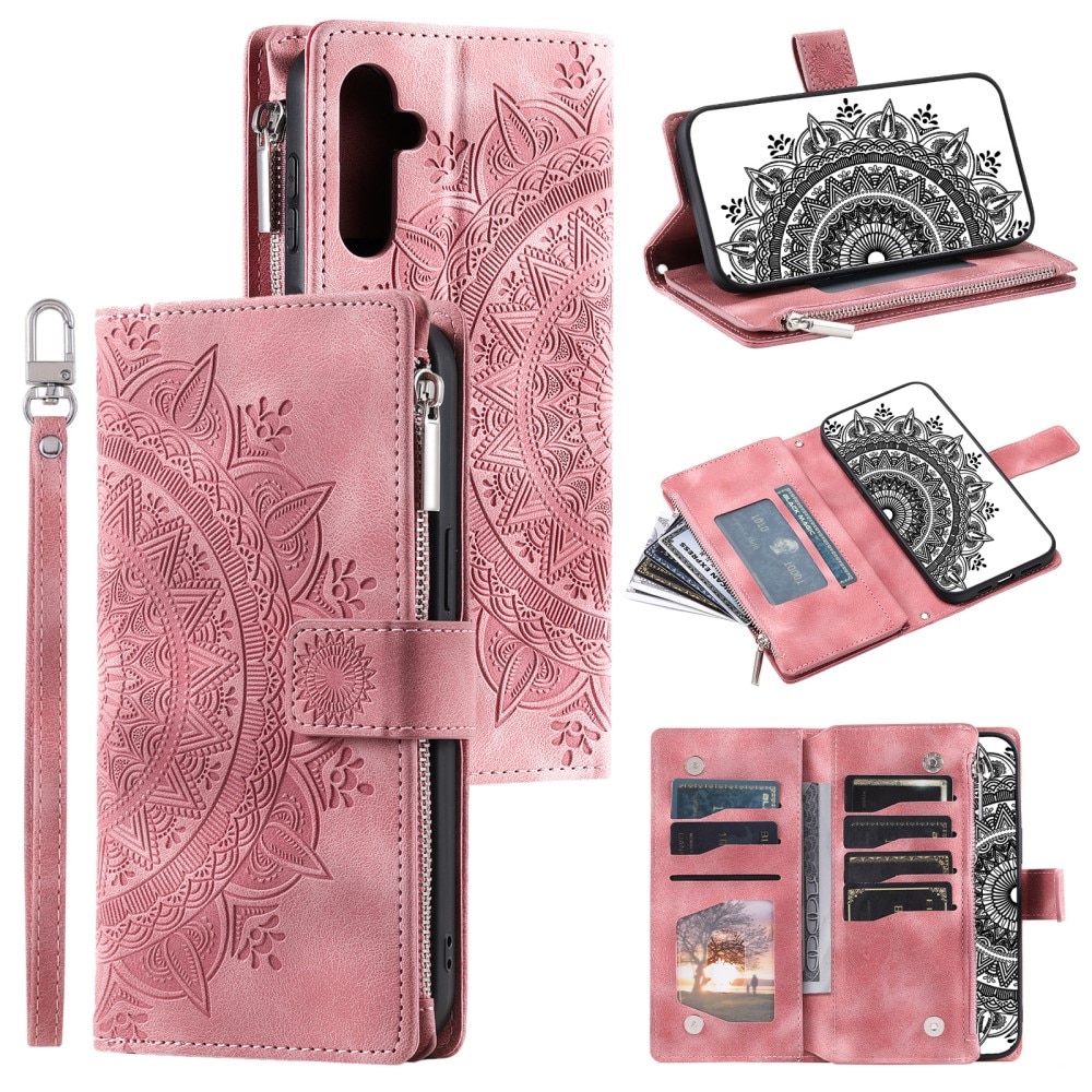 Étui portefeuille Mandala Samsung Galaxy A16, rose