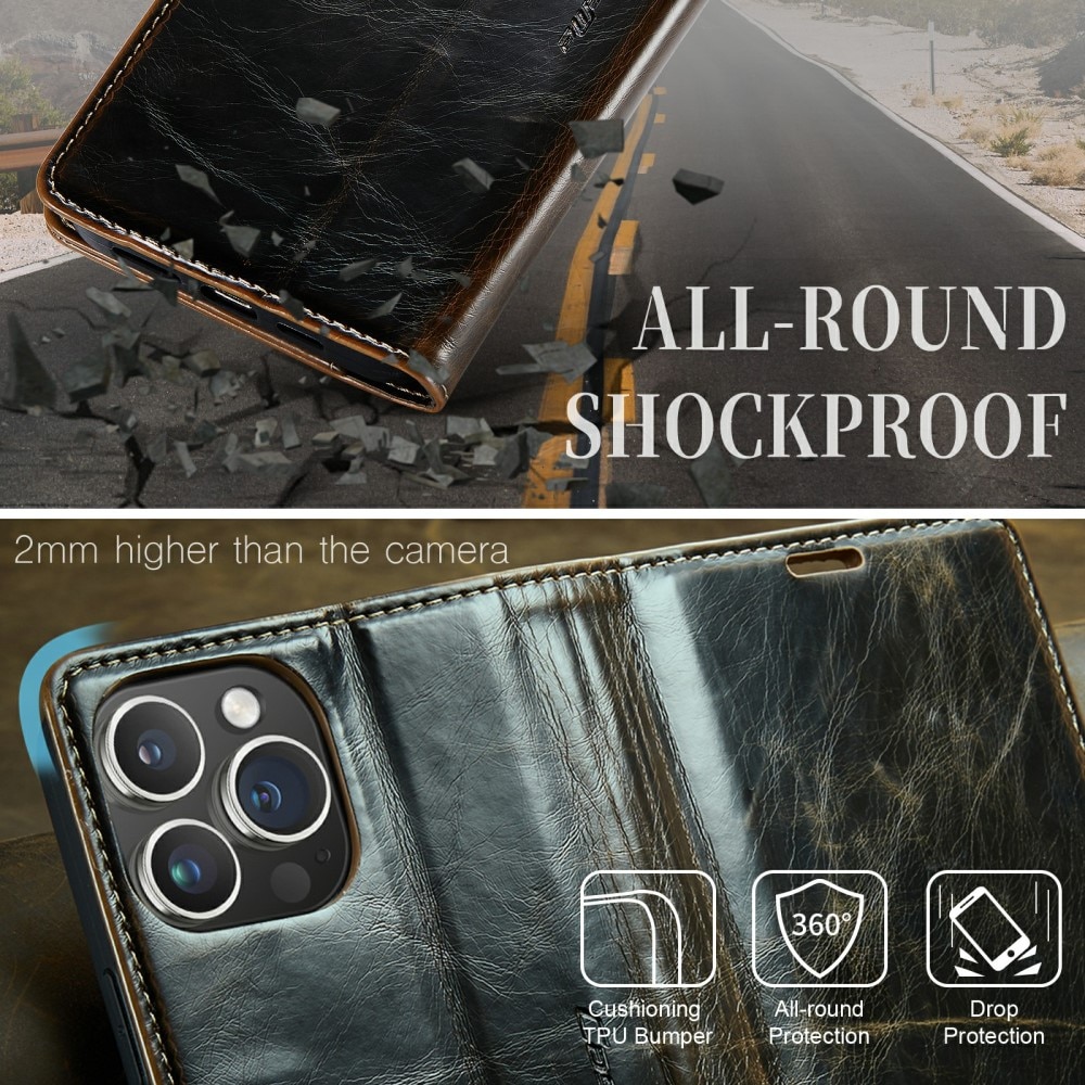 Étui en cuir iPhone 16 Pro Max, marron