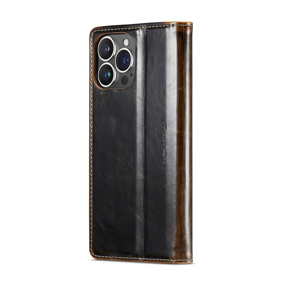 Étui en cuir iPhone 16 Pro Max, marron