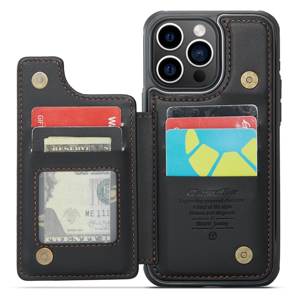 Coque porte-cartes anti-RFID iPhone 16 Pro Max, noir