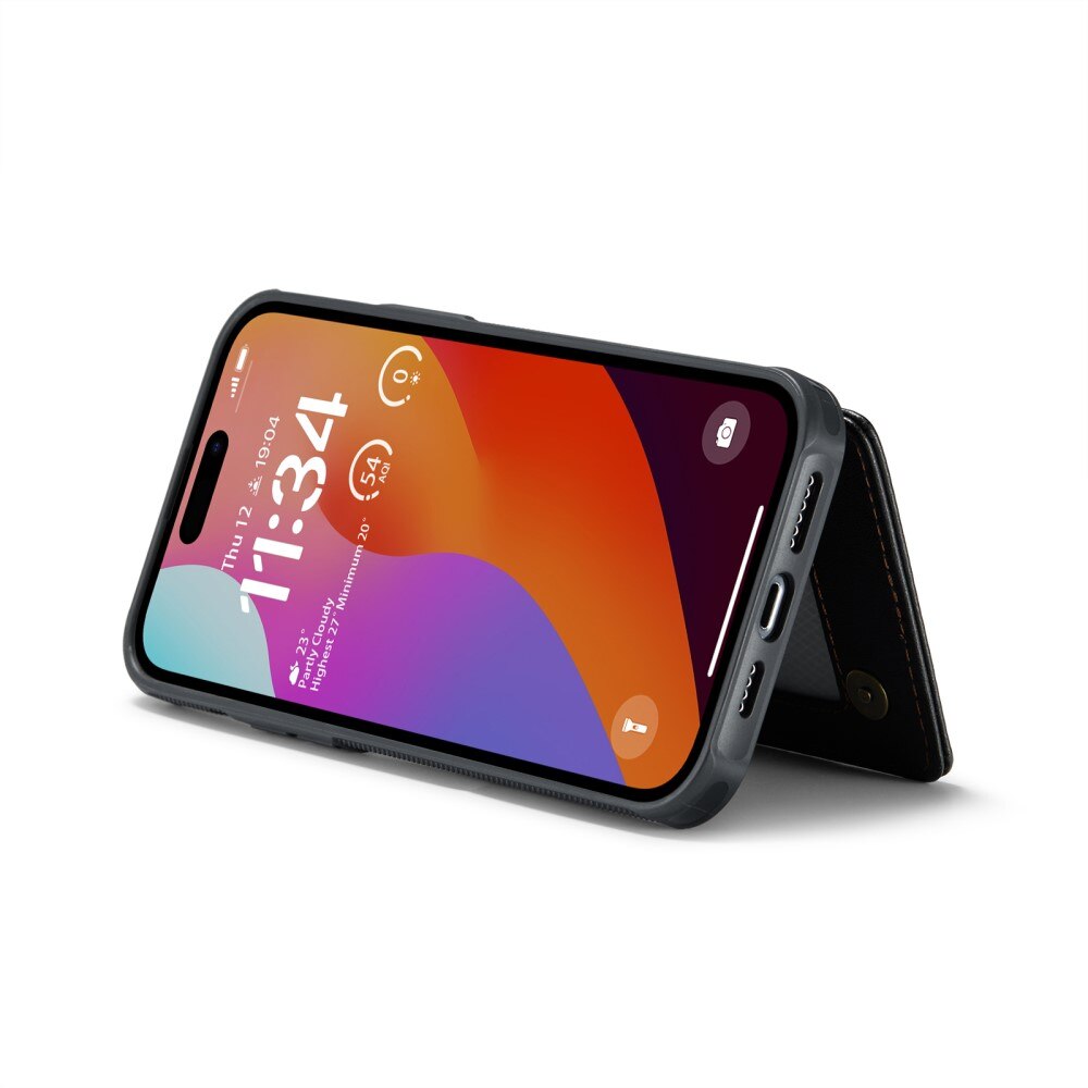 Coque porte-cartes anti-RFID iPhone 16 Pro Max, noir
