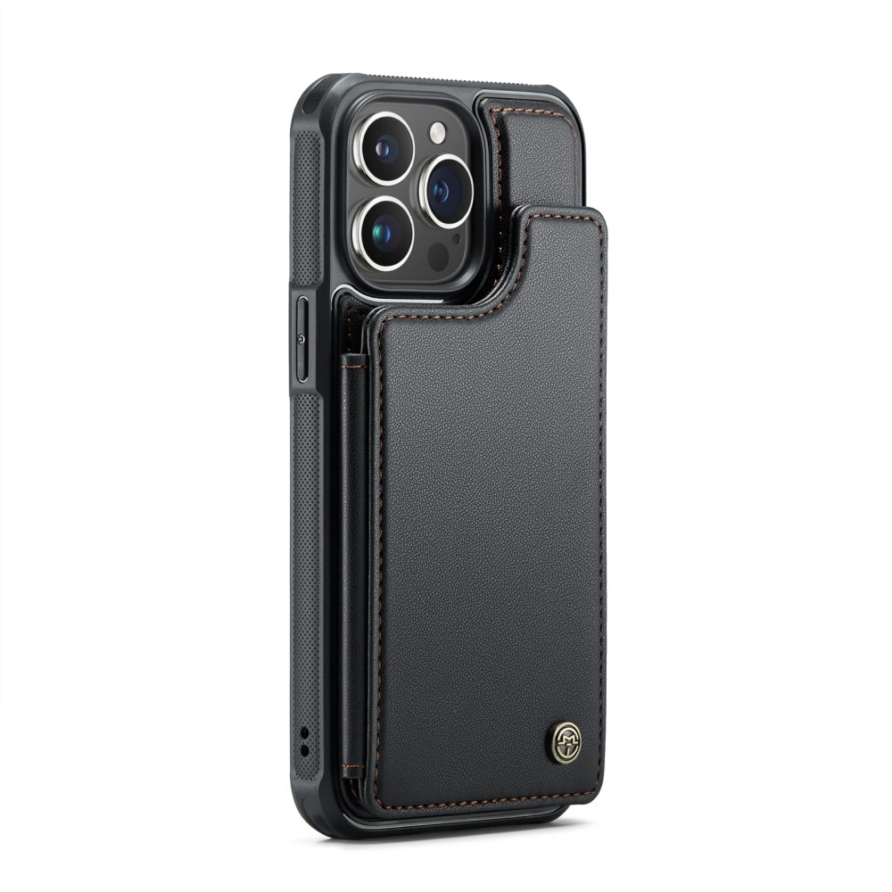 Coque porte-cartes anti-RFID iPhone 16 Pro Max, noir