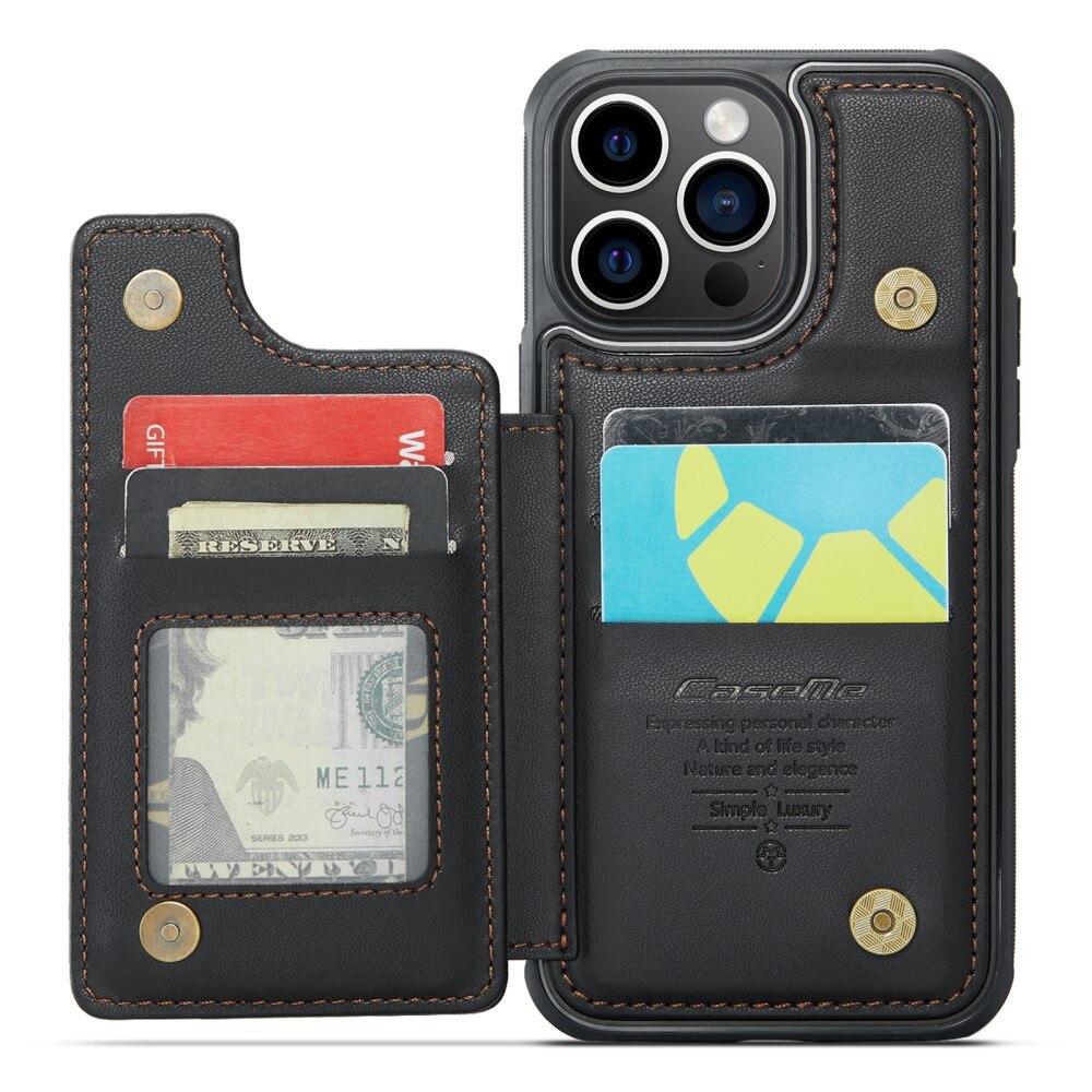 Coque porte-cartes anti-RFID iPhone 16 Pro, noir