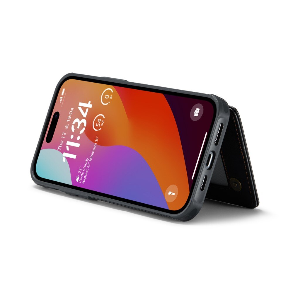 Coque porte-cartes anti-RFID iPhone 16 Pro, noir