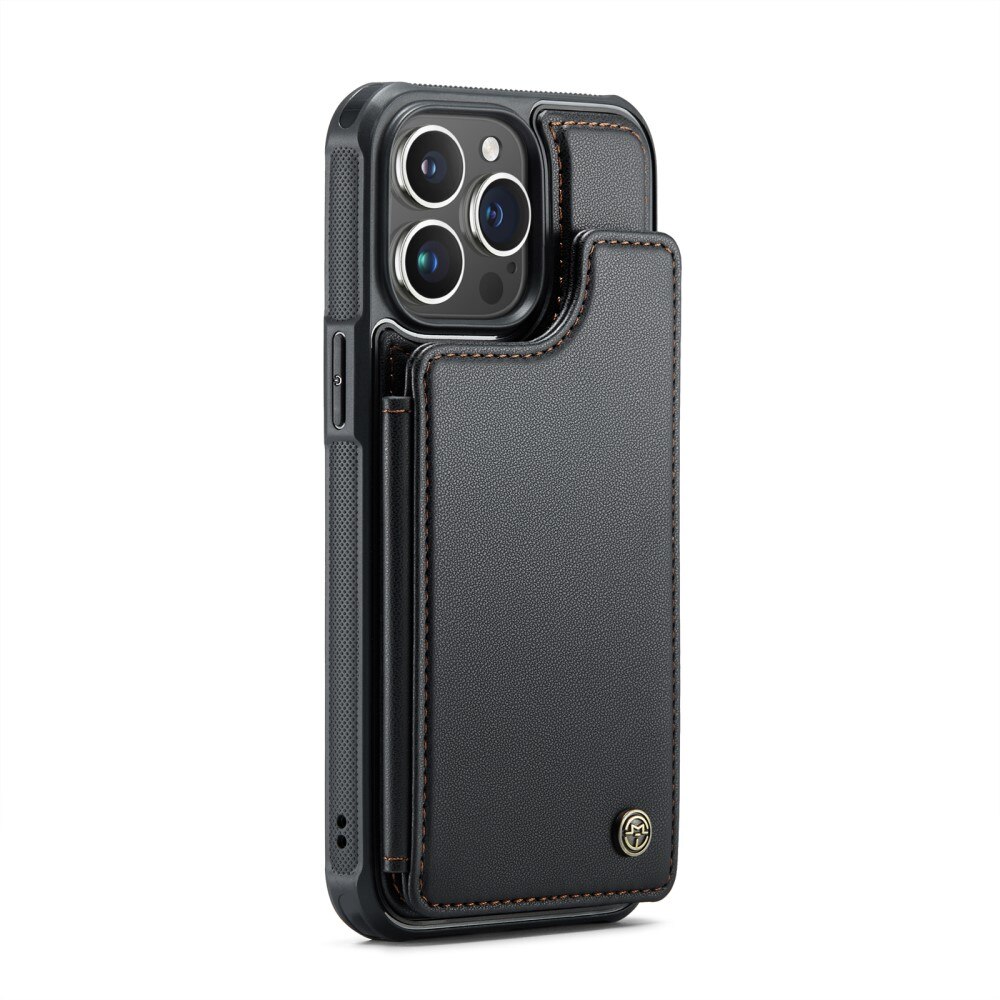 Coque porte-cartes anti-RFID iPhone 16 Pro, noir
