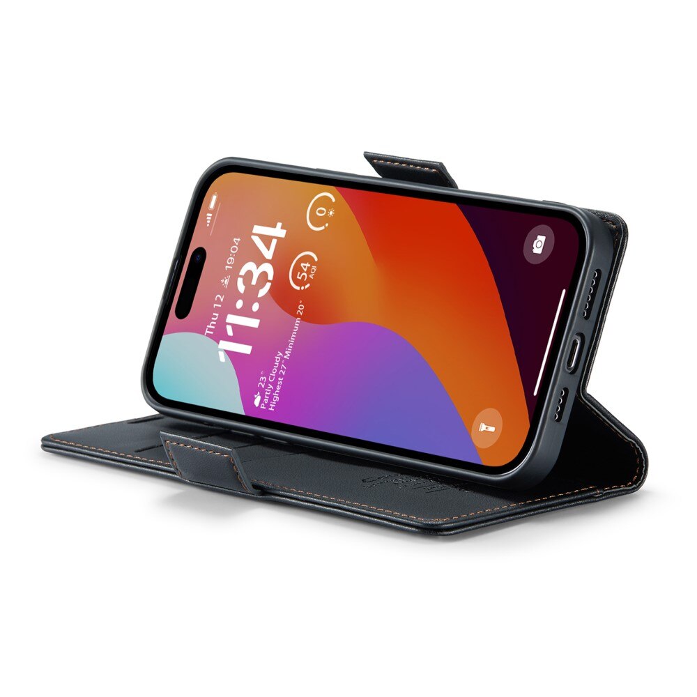 Étui portefeuille mince anti-RFID iPhone 16 Pro Max, Noir