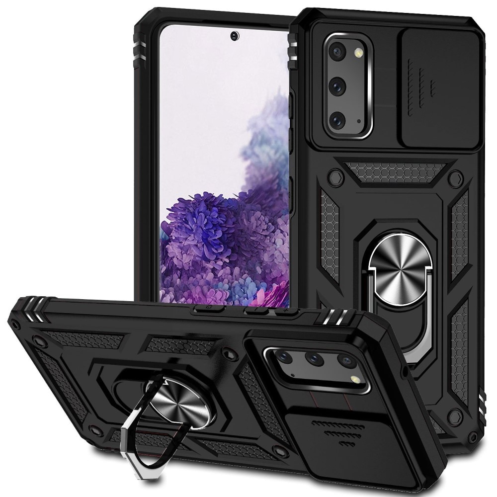 Coque Hybride Ring avec Protège Caméra Samsung Galaxy S20, Noir