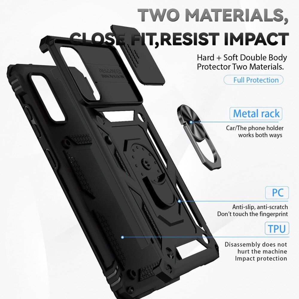 Coque Hybride Ring avec Protège Caméra Samsung Galaxy S20, Noir