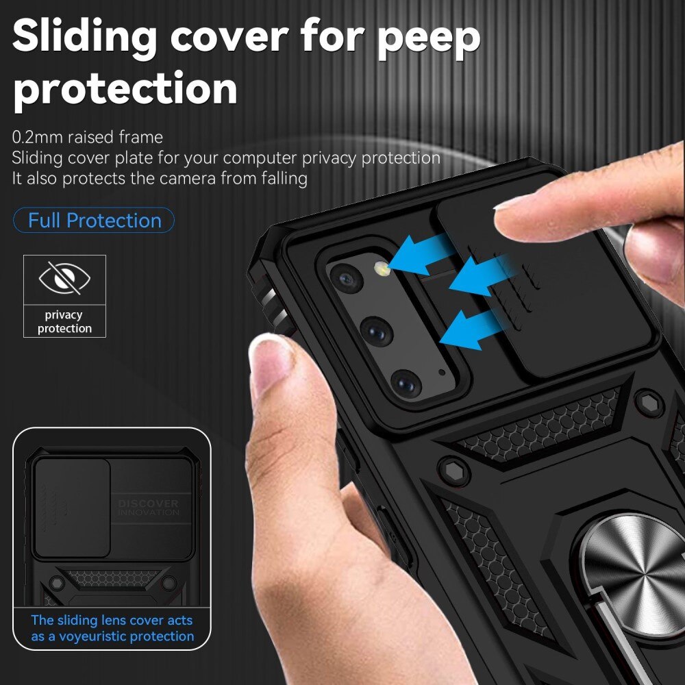 Coque Hybride Ring avec Protège Caméra Samsung Galaxy S20, Noir