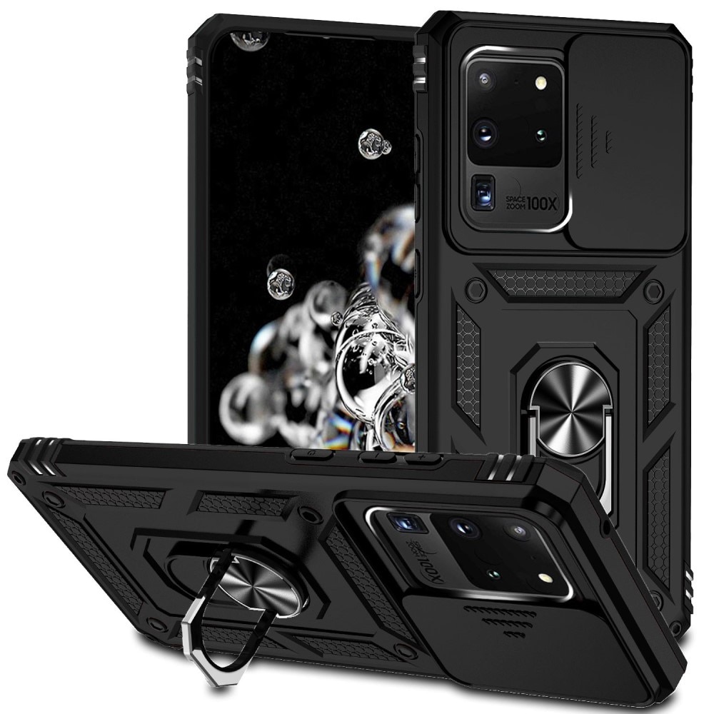 Coque Hybride Ring avec Protège Caméra Samsung Galaxy S20 Ultra, Noir
