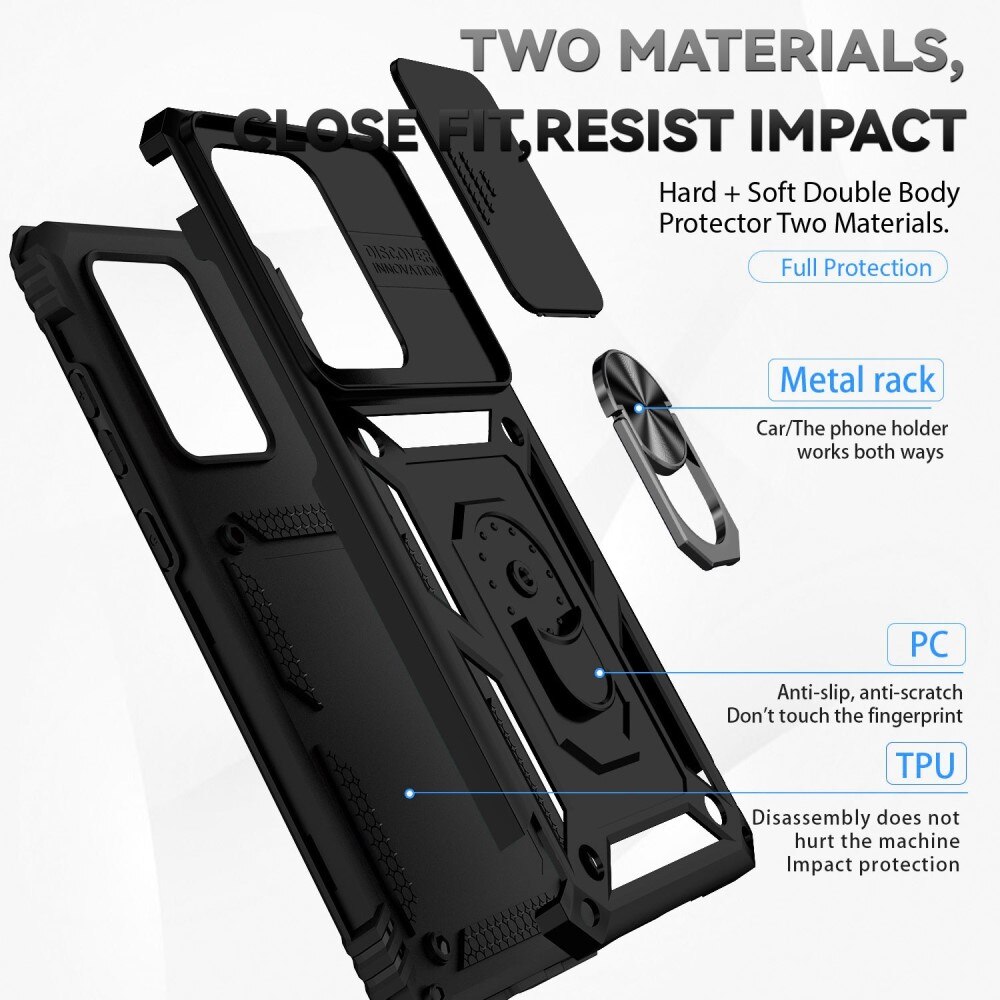 Coque Hybride Ring avec Protège Caméra Samsung Galaxy S20 Ultra, Noir