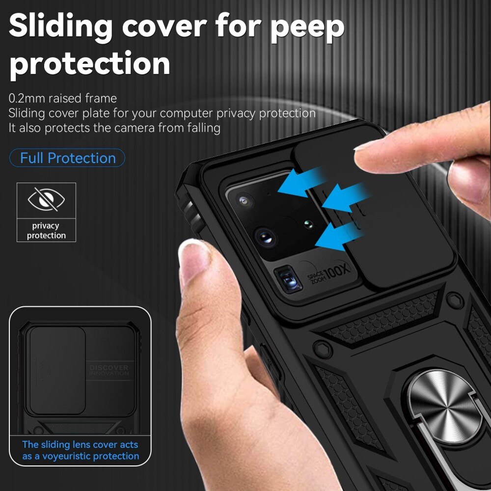 Coque Hybride Ring avec Protège Caméra Samsung Galaxy S20 Ultra, Noir