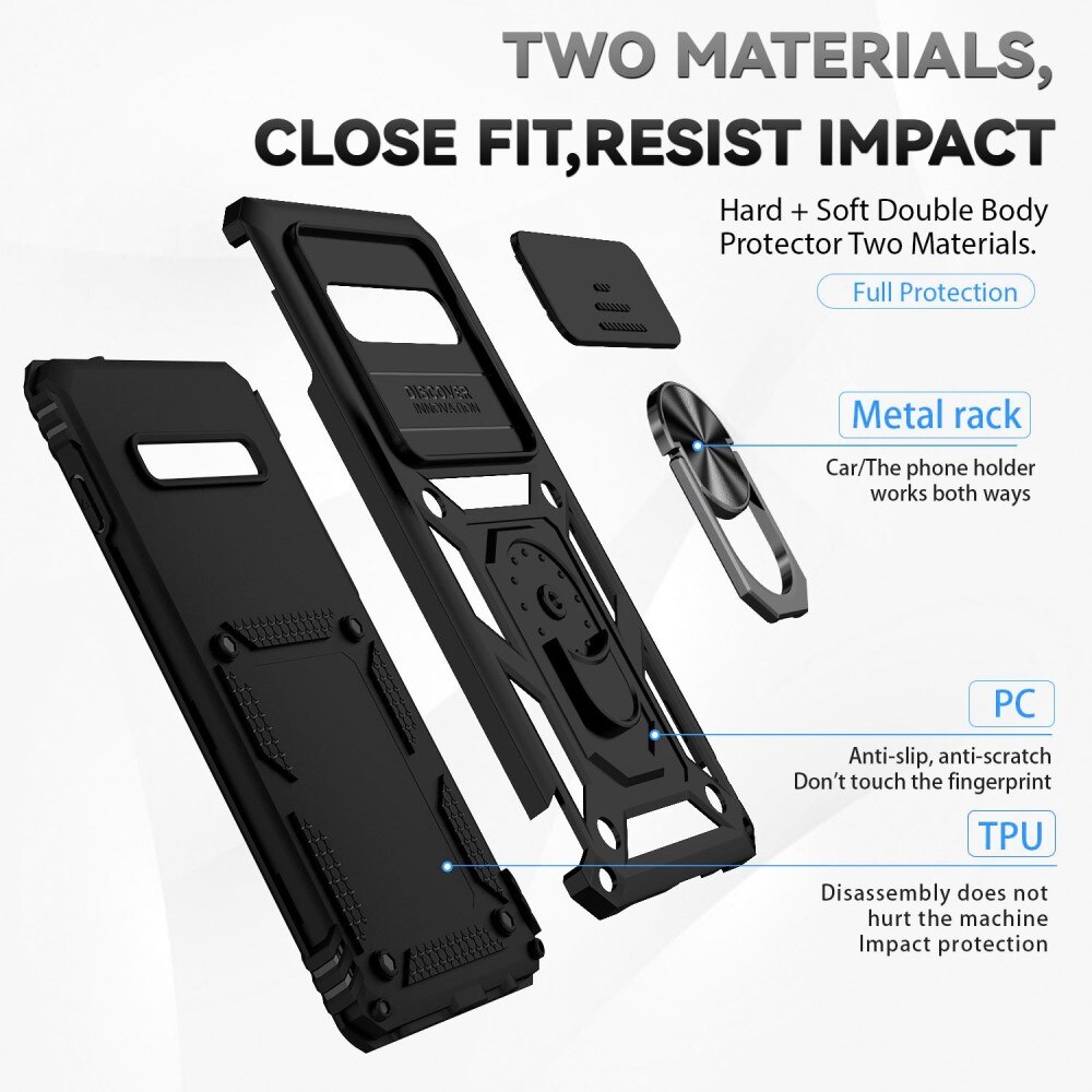 Coque Hybride Ring avec Protège Caméra Samsung Galaxy S10, Noir